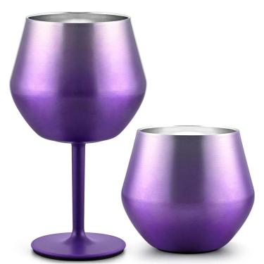 Imagem de Taça Copo Termico 2 em 1 Inox  Bebida Cocktail Drink Vinho Elegante Moderno Festa Evento Praia Piscina