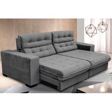 Imagem de Sofá Retrátil e Reclinável 2,70m Suede New California Cinza - Sofá Cas