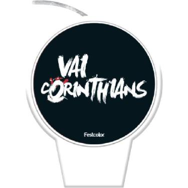 Imagem de Vela Plana Corinthians Vai Timão Decoração Festa Aniversário - Festcol