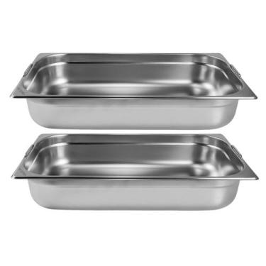 Imagem de Kit Duas Cubas Gastronomica Padrão Gn 1/1 100mm Inox Com Alça Weck