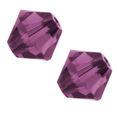 Imagem de 100 peças Adabele Austríaca 4 mm (0,16 polegadas) Pequenas Contas de Cristal Bicone Facetadas Soltas Ametista Roxa Compatível com Cristais Swarovski SSB411
