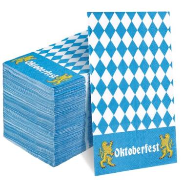 Imagem de Whaline Guardanapos Oktoberfest para convidados Oktoberfest Azul Branco Xadrez Guardanapo de Papel Descartável Jantar Toalha de Mão para Casa de Banho Artigos de Mesa de Festa