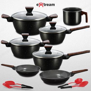 Imagem de Jogo de Panelas Revestimento Ceramica Indução 11 peças Extream Black Sampa Vulkano