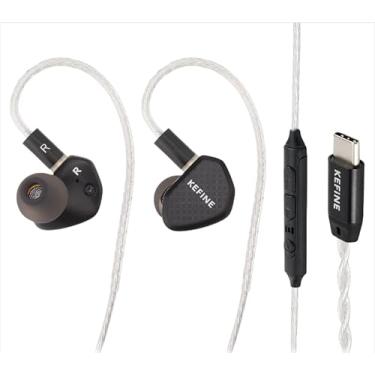 Imagem de Kefine Klean Fones de ouvido intra-auriculares com fio, diafragma DLC de 10 mm, fones de ouvido para jogos com bicos substituíveis para músicos/jogadores/audiófilos (tipo c)