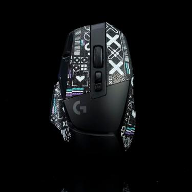 Imagem de Hokeyio Fita aderente para Logitech G502X Lightspeed Plus - antiderrapante, controle aprimorado, resistência ao suor, melhora a aderência de jogos FPS e proteção do mouse [pré-corte] Printsteam preto