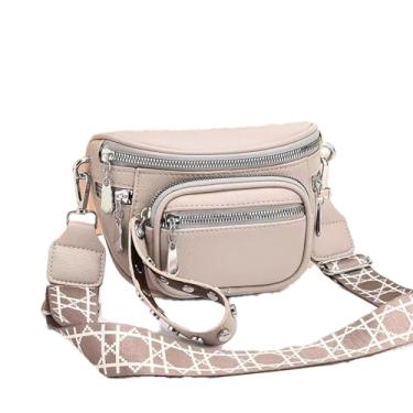 Imagem de Pochete de couro para mulheres e homens, bolsa tiracolo moderna, bolsa de viagem, sela-cáqui