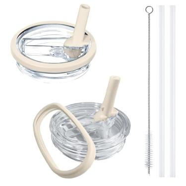 Imagem de Aooiiysd Pacote com 2 tampas Stanley de substituição de 1,134 g, para Stanley Quencher H2.0, design à prova de derramamento, material antiqueda e resistente ao calor (creme)