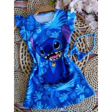 Imagem de Vestido Menina Infantil Luna Temático Stitch Azul +Tiara - act, 03 ANO