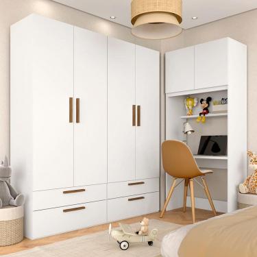 Imagem de Guarda Roupa Modulado Infantil Com Escrivaninha Joy Branco/freij - M.a