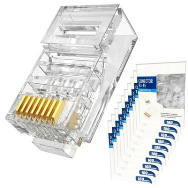 Imagem de Conector Rj45 Macho Cat6/cat5e 8p8c Cabo Rede Crimpar 1000un