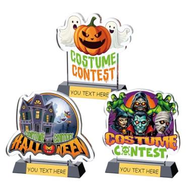 Imagem de Colingmill 3 peças Troféu Halloween Troféu Acrílico 5,4 polegadas Troféu Fantasia Halloween Concurso Prêmios Engraçado Abóbora Vampiro Bruxa Cosplay Prêmios para Escola Escritório Festa Suprimentos