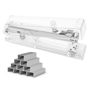 Imagem de Grampeador de mesa de escritório com 1000 grampos 24/6, formato de acrílico transparente, durável, moderno, para escritório, casa, escola, pST20S