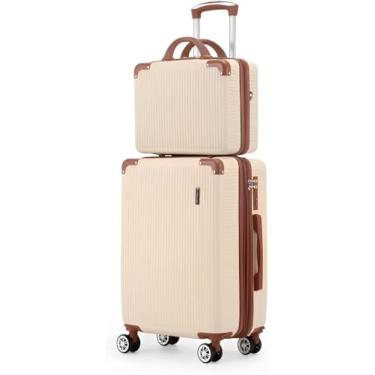 Imagem de Mala de Bordo 10kg com Frasqueira Bagagem de Mão Expansível ANAC Rodas Duplas 360° Cadeado TSA Antifurto Alça Lateral Design Leve Resistente Ideal para Viagens Avião Cor Bege