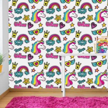 Imagem de Papel de Parede Adesivo - Unicórnio Estrela Arco-Íris - 056ppt - Allod