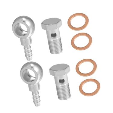 Imagem de A ABSOPRO 14 mm ID 8 mm OD M14x1,5 Banjo Bolt Mangueira Barb Acessórios Universal Banjo Encaixe Linha de Combustível com Arruela de Parafuso para Motocicleta Tom Prateado - Pacote com 8 Itens de