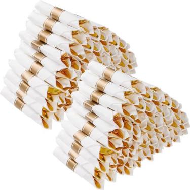 Imagem de Conjunto de talheres Goodluck em plástico dourado pré-laminado, pacote