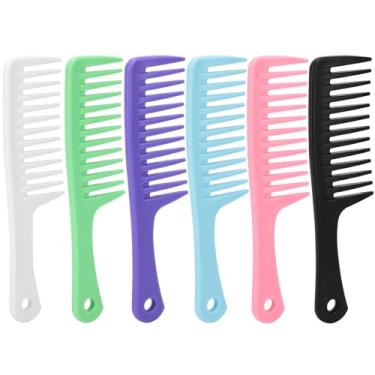 Imagem de Pacote com 6 pentes de cabelo pente de dente largo grande multicolorido, pente de cauda de rato de dente fino, 24 cm C x 6 cm L