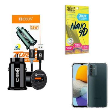 Imagem de Kit Carregador Veicular Turbo 18w com Capinha Samsung M23 + Película 9