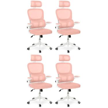 Imagem de Kit 4 Cadeiras De Escritório Executiva Viena Com Regulagem De Altura - Rosa