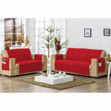 Imagem de Protetor de Sofá Matelado 02 e 03 Lugares Vermelho - Bordados Ricardo