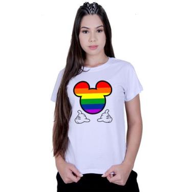 Imagem de Camiseta Baby Look Feminina Mickey Colorido LGBT - Lafre, Branco, P