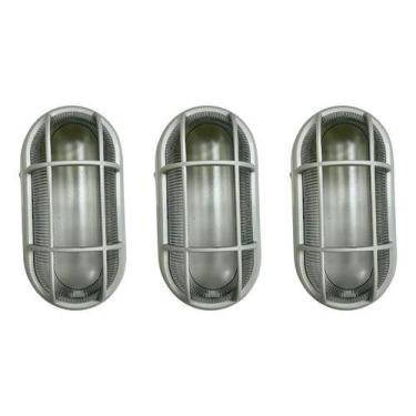 Imagem de Kit 3 Und Arandela Luminária De Jardim Branca C Grade Opl Branco