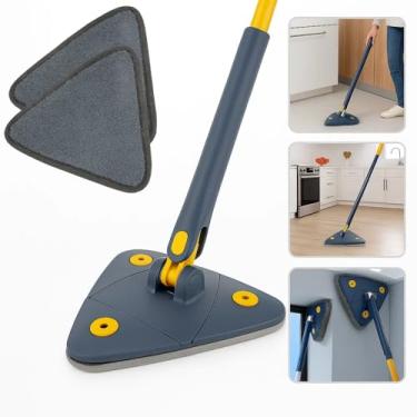 Imagem de Mop Esfregão Giratório 360 Triangular Limpeza Canto Piso Parede Rodapé Microfibra Reutilizável Casa Cozinha
