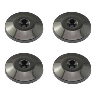 Imagem de BLLNDX 4 peças de almofadas de ponta de alto-falante banhadas a níquel 24 K 5 x 25 mm montagem de isolamento base cônica pés de cobre para toca-discos subwoofers CD-DVD Players preto