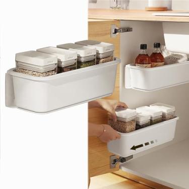 Imagem de Pacote com 3 cestos deslizantes para banheiro, prateleiras de gaveta de armazenamento para embaixo da pia da cozinha ou espaço limitado, comprimento 37,6 cm x largura 15,2 cm por altura 11,2 cm