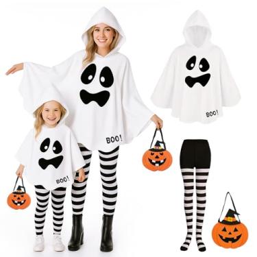 Imagem de Fantasia de fantasma com cesta de abóbora, fantasia assustadora clássica de Halloween, roupão para festas, Branco, adult