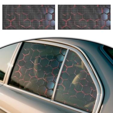 Imagem de XhuangTech 2 peças adesivos de decalque de favo de mel para janela traseira, adesivo de vinil de vidro fosco pré-cortado de 90 x 45 cm, adesivo de vinil de vidro para janela traseira universal para