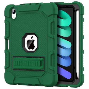 Imagem de Azzsy Capa para iPad Mini 7 A17 Pro 2024 / iPad Mini 6 2021 8,3 polegadas, capa protetora resistente à prova de choque para iPad Mini 7ª/6ª geração de 8,3 polegadas, verde alpino
