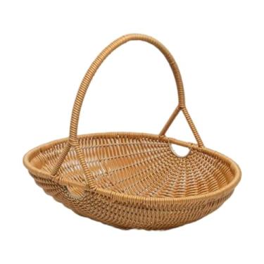 Imagem de Stgfyxgs Cesta de Armazenamento de Vime Sintético, Cesta de Resistente, Tecida à Mão, para Jardim, Camping, Atividades Ao Ar Livre, Brinquedos, Vege, L