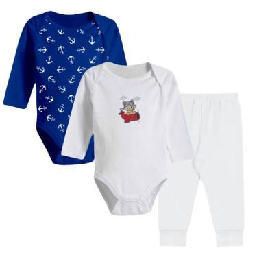 Imagem de Kit 3 Peças Bebê Body Bordado Mijão e Body Reativo Algodão - Koala Bab