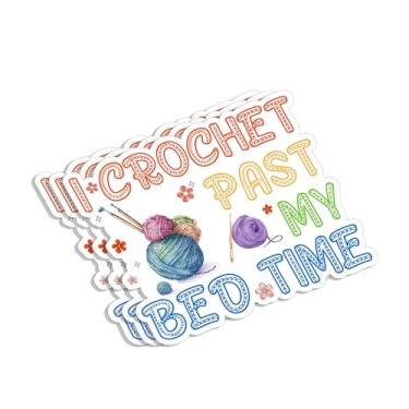 Imagem de (3 peças) Adesivo I Crochê Past My Bed Time Frases Engraçadas Citações Crochê Amantes de Tricô Adesivos de Vinil Inspiradores para Tumbler Laptop Kindle Garrafas de Água Tablet Livros Telefone