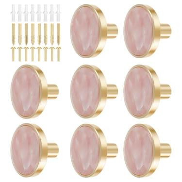 Imagem de Conjunto de puxadores de gaveta de liga de zinco com parafusos, puxador de gaveta dourado, decorativo, requintado, móveis, fácil instalação para armário, gaveta, cômoda, porta, ZJMCAJY (rosa)