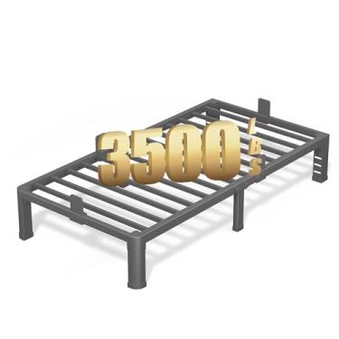 Imagem de FUIOBYVV Estrutura de cama de solteiro de 25,5 cm com canto arredondado e orifício de cabeceira retentores de colchão de 1,587 kg de metal resistente, suporte sem necessidade de mola de caixa