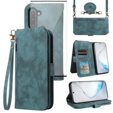 Imagem de Asuwish Capa de celular para Samsung Galaxy Note 10 5G carteira celular com protetor de tela de vidro temperado alça transversal alça flip porta-cartão de crédito slot Note10 notas 10s Ten Not S10