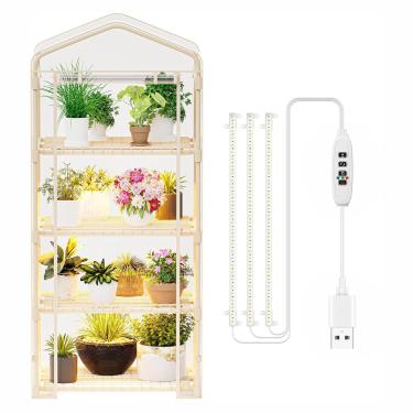 Imagem de SPECILITE Estufa Interna Com Luzes De Cultivo - 4 Níveis 70 Cm De Comprimento X 49 Cm De Largura X 150 Cm De Altura Mini Estufa Externa Com Cobertura De Pvc Com Zíper E Luz De Espectro Total De 15
