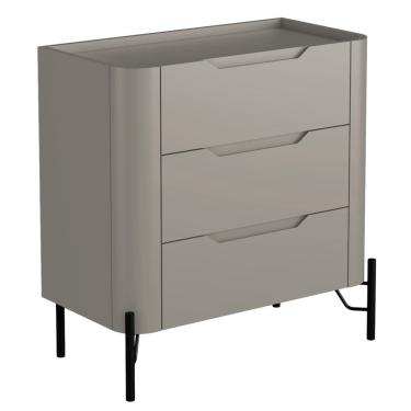 Imagem de Mesa De Cabeceira Orgânica 3 Gavetas Pés Industrial Preto Bliss I03 Grigio - Lyam Decor