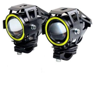 Imagem de Farol De Milha Angel Eye Led Moto Carro Luz Azul Par