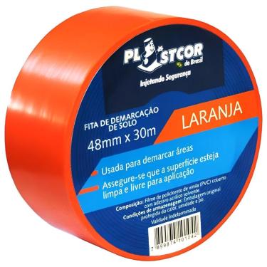 Imagem de Fita De Demarcação 48mm X 30 Metros Laranja - 700.01517 - Plastcor Fita Demarcacao Lara...
