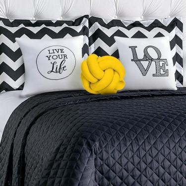 Imagem de Cobre Leito Casa Show Love Queen Dupla Face 8 Peças Amarelo