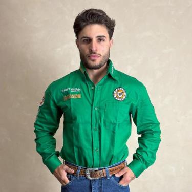 Imagem de camisa country radade manga longa rodeio cowboy masculina festa peao, 