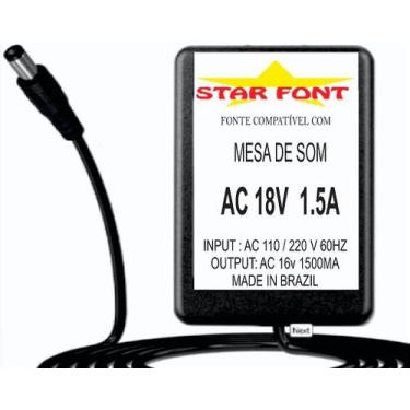 Imagem de Fonte AC 18V 1.5A Para Mixer Alto AMX e LYNX - Bivolt 110V/220V - Star