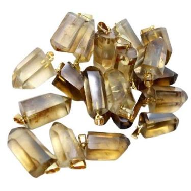 Imagem de Pingente de Citrino Natural Não Bombardeado Dourado - 05 Unidades Atac