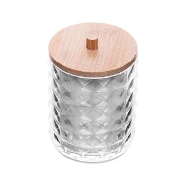 Imagem de LYOR - Porta Cotonete com Tampa de Bambu Special My Box 7cm x 7cm x 10cm Plástico