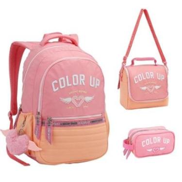 Imagem de Kit Mochila Lancheira Estojo Feminina ColorUp Notebook-Feminino