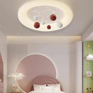 Imagem de Luminária de teto LED para quarto infantil, luz de teto com controle remoto regulável, criativa, em forma de nuvem, redonda, decorativa, para quarto, infantil, jardim de infância, iluminação