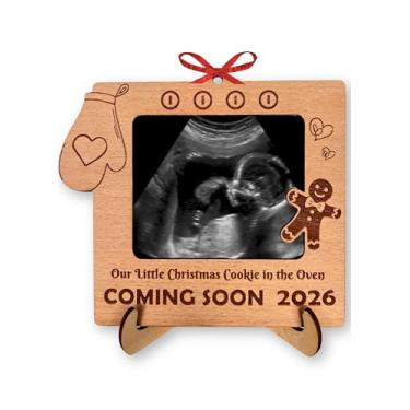 Imagem de Heart's Sign Enfeite de Natal para gravidez 2025 com moldura de ultrassom Bump's First Xmas | Presente para mãe